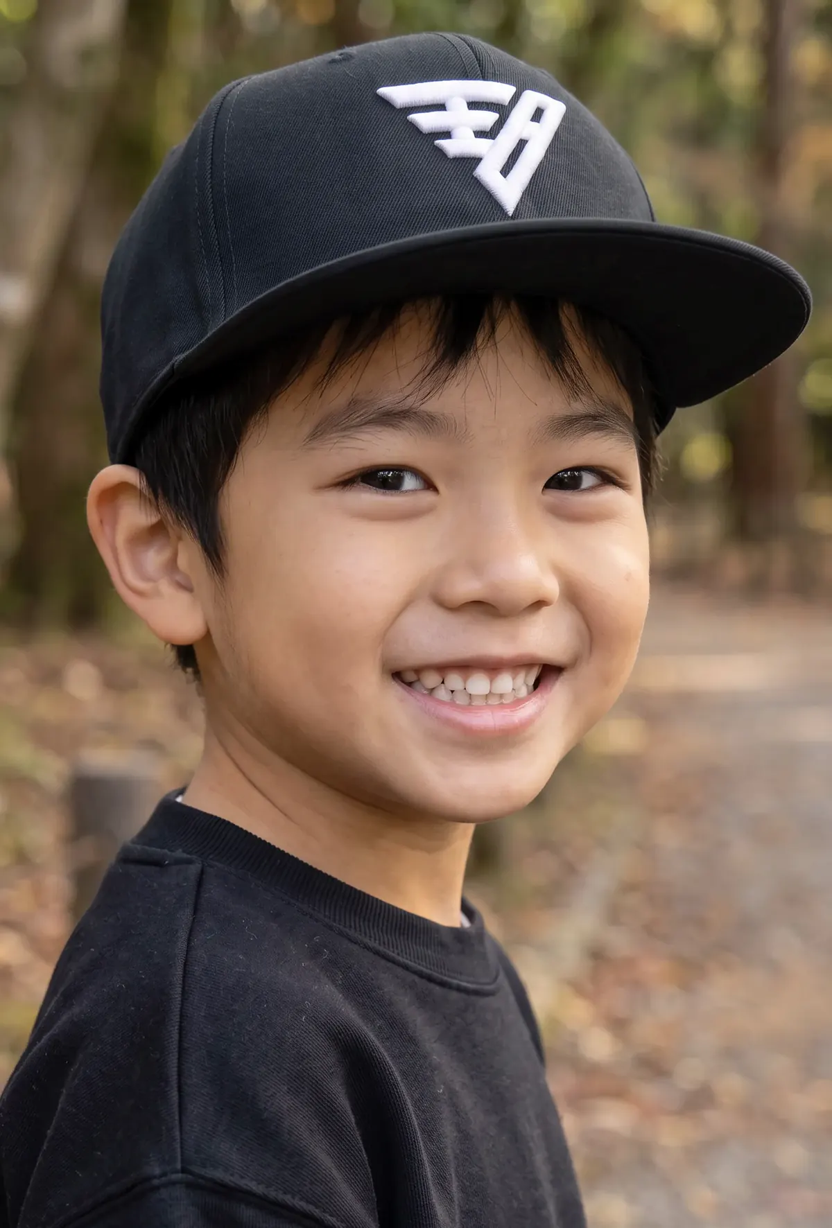 EIGHT-OUの帽子を被った日本人の男の子